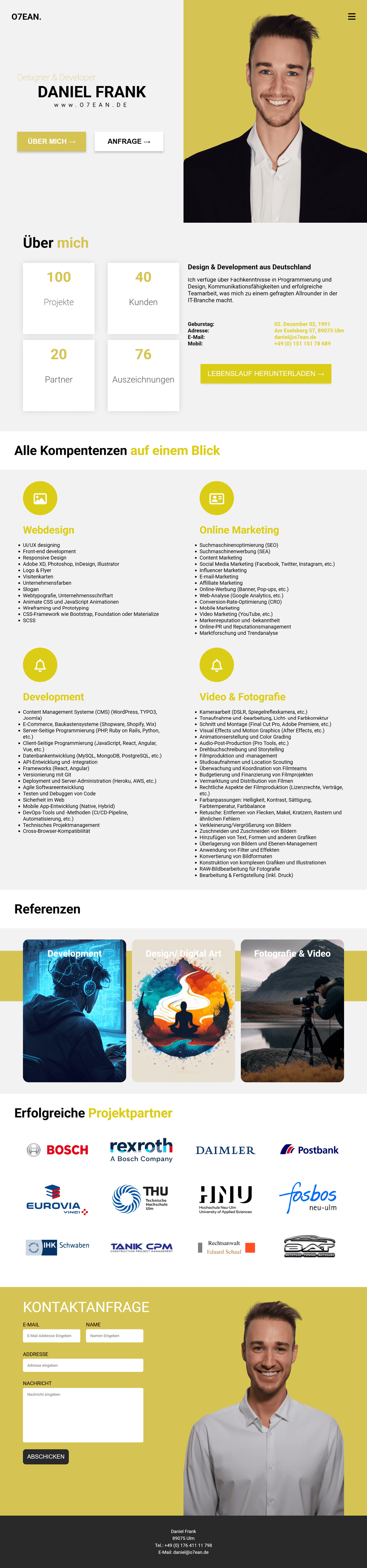 O7ean freelancer portfolio website