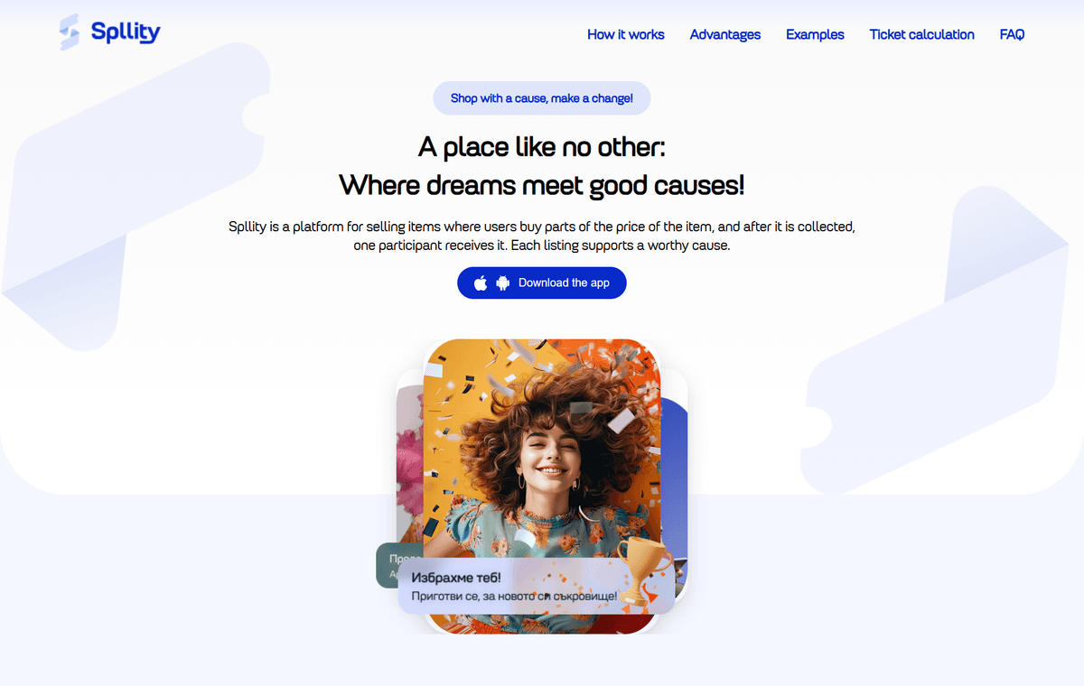 Spllity charity marketplace website
