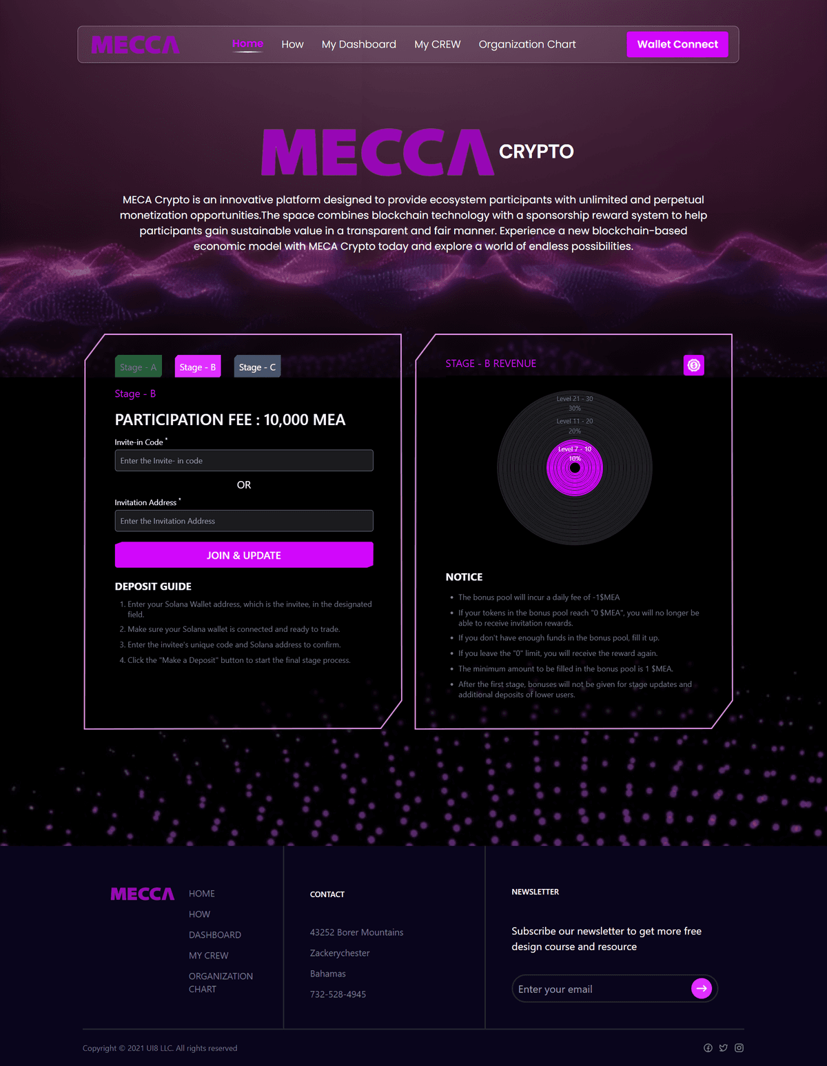 MECCA Crypto blockchain platform website